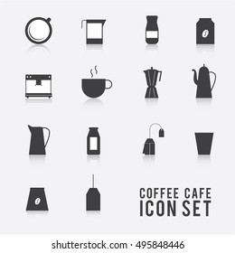 coffee cafe icons vector colour line set