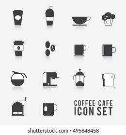 coffee cafe icons vector colour line set