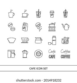Coffee and cafe illustration icon set (white background, vector, cut out)