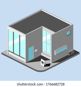 Coffee cafe isometric 3D vector design.