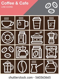 Coffee and Cafe line icons set, outline vector symbol collection, linear style pictogram pack. Signs, logo illustration, web graphics
