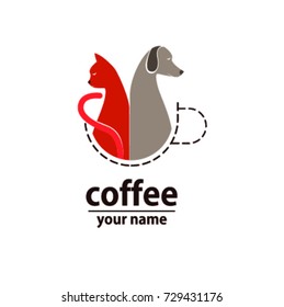 Coffee Cafe Logo Cat And Dog