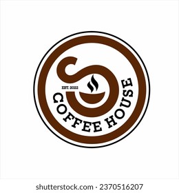 Coffee cafe logo design vector with abstract letter S and circle.