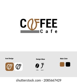 diseño del logo de cafe café con estilo de escritura e icono de letra o y F juntos, esta idea de concepto es muy única y diferente, adecuada para su negocio de cafés