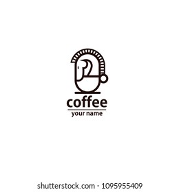 Coffee cafe logo with a horse icon