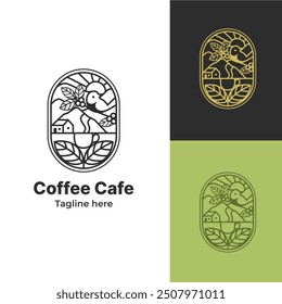 Coffee cafe logo, nature coffee logo vector