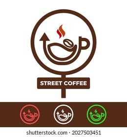 Coffee cafe logo on the street, coffee cafe on the corner
