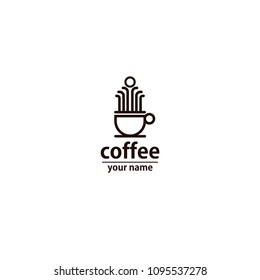 Coffee cafe logo with a sun icon