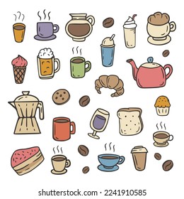 Coffee Cafe Menü handgezeichnet Doodle Vektorgrafik