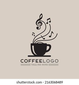 Café , café, taza de música Icono de logotipo Plantilla Icono de vector diseño