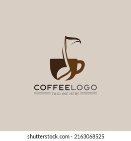 Coffee , cafe, music cup Logo mug icon  Template vector icon design