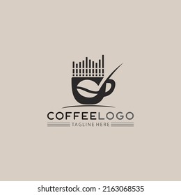 Coffee , cafe, music cup Logo mug icon  Template vector icon design