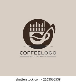 Coffee , cafe, music cup Logo mug icon  Template vector icon design