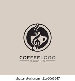 Coffee , cafe, music cup Logo mug icon  Template vector icon design