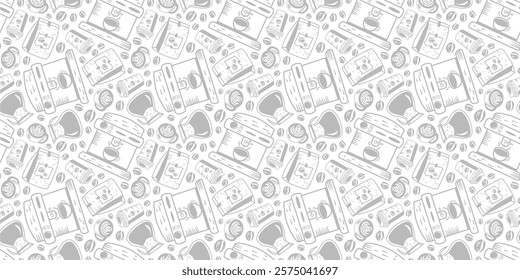 Coffee and Cafe pattern background. Vintage Coffee Doodle Pattern background. cafe pattern background. Cafe Themed Coffee Bean Pattern background.