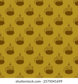 Coffee and Cafe pattern background. Vintage Coffee Doodle Pattern background. cafe pattern background. Cafe Themed Coffee Bean Pattern background.