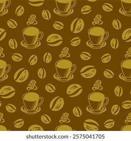 Coffee and Cafe pattern background. Vintage Coffee Doodle Pattern background. cafe pattern background. Cafe Themed Coffee Bean Pattern background.