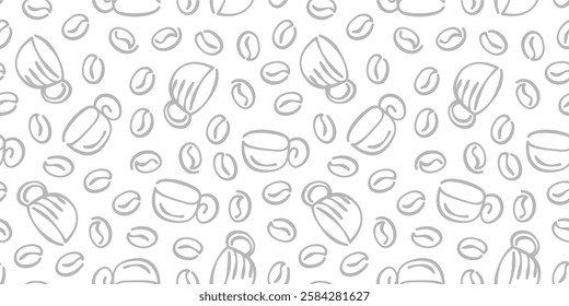 Coffee and Cafe pattern background. Vintage Coffee Doodle Pattern background. cafe pattern background. Cafe Themed Coffee Bean Pattern background.
