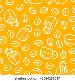 Coffee and Cafe pattern background. Vintage Coffee Doodle Pattern background. cafe pattern background. Cafe Themed Coffee Bean Pattern background.