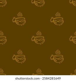 Coffee and Cafe pattern background. Vintage Coffee Doodle Pattern background. cafe pattern background. Cafe Themed Coffee Bean Pattern background.