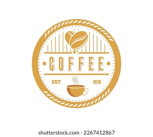Coffee Cafe Retro Vintage Circle Badge Logo