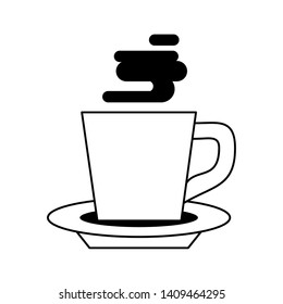 coffee cafe coffee shop concept element hot drink cup porcelain mug cartoon vector illustration graphic design in black and white