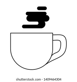 coffee cafe coffee shop concept element hot drink cup porcelain mug cartoon vector illustration graphic design in black and white