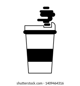 coffee cafe coffee shop concept element hot drink cup paper mug cartoon vector illustration graphic design in black and white