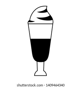 coffee cafe coffee shop concept element ice drink latte tall glass cartoon vector illustration graphic design in black and white