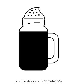 coffee cafe coffee shop concept element ice drink latte tall glass cartoon vector illustration graphic design in black and white