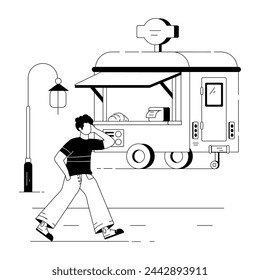 Café y Cafeterías Ilustraciones lineales