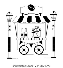 Café y Cafeterías Ilustraciones lineales