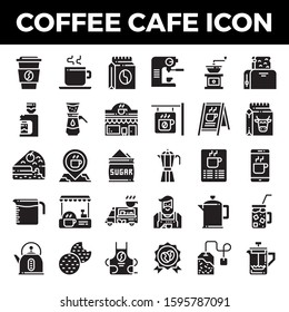 Coffee cafe solid icons. Pixel perfect alignment icon. Vector illustration.