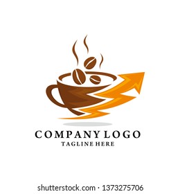 coffee cafe with speed in service, lightning speed coffee, flash coffee logo