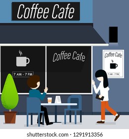 coffee cafe. valentine date. vector.