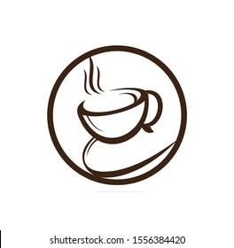 Coffee cafe vector logo design. Unique coffee cup icon logo template.