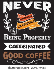Coffee caffeinated typography T-shirt design