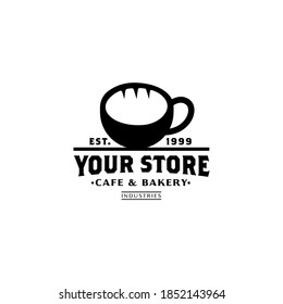 coffee with cake bakery logo design vintage