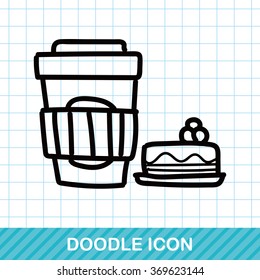 coffee and cake color doodle