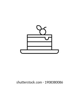 coffee cake icon  in flat black line style, isolated on white 