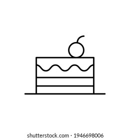 coffee cake icon  in flat black line style, isolated on white 