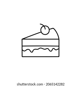 Kaffeekuchen-Symbol in schwarzer Linie, einzeln auf Weiß 