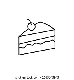 coffee cake icon  in flat black line style, isolated on white 