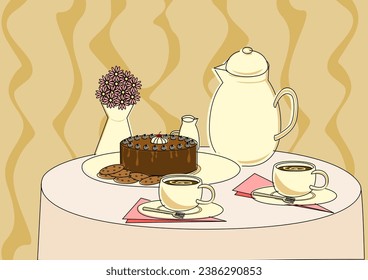 Café y tarta de estilo retro