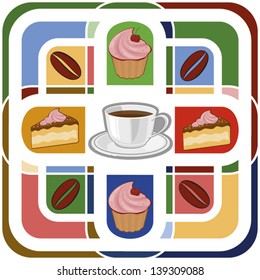 Coffee and cake seamless pattern