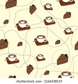 coffee and cake seamless pattern free vector