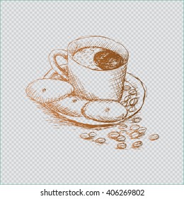  Coffee and cake. Sketchy style.
