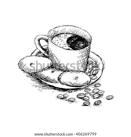  Coffee and cake. Sketchy style.