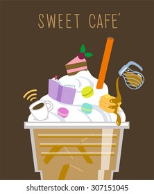 Coffee Cake Sweet Cafe ,Design Elements.Vector Illustration Concept