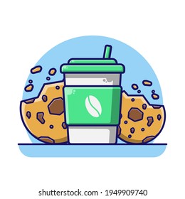 Coffee with cakes vector illustration. isolated in white. flat style